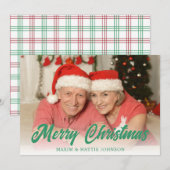 レッドグリーンシンプルプライドMerry Christmas Photo Holid シーズンカード (正面/裏面)