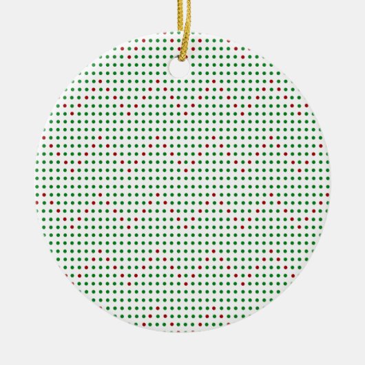 レッドグリーンジグザグシェブロンドットパターンホリデー セラミックオーナメント (正面)