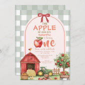 レッドグリーンジンジャムアップルウォーターの色の最初の誕生日 招待状 (正面/裏面)