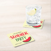 レッドグリーンスイカ夏パーティー スクエアペーパーコースター (インサイチュ)