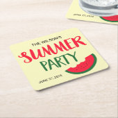 レッドグリーンスイカ夏パーティー スクエアペーパーコースター (アングル)