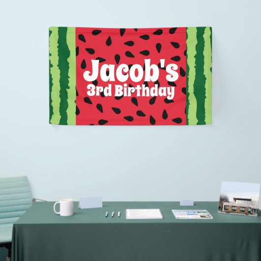 レッドグリーンスイカ誕生日パーティー 横断幕 (トレードショー)