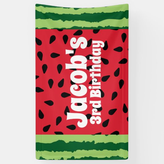 レッドグリーンスイカ誕生日パーティー 横断幕 (縦)