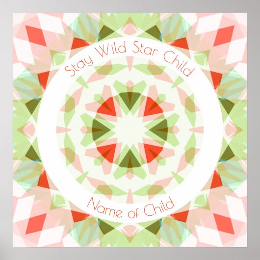 レッドグリーンステイワイルドスターチャイルドネーム子供部屋デコール ポスター (正面)