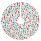 レッドグリーンストッキングホリークリスマス ブラッシュドポリエステルツリースカート (正面)