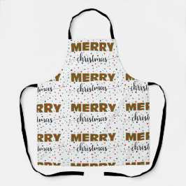 レッドグリーンストライプのメリークリスマススター エプロン