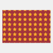 レッドグリーンストライプのラッピング紙-金ゴールド星 ラッピングペーパーシート (正面)