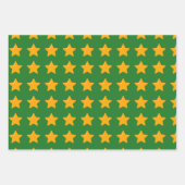 レッドグリーンストライプのラッピング紙-金ゴールド星 ラッピングペーパーシート (正面3)