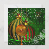 レッドグリーンスノーフレーククリスマスディナーパーティー 招待状 (裏面)