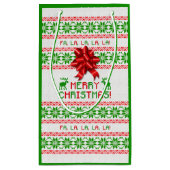 レッドグリーンスノーフレークボウ醜いクリスマスセーター スモールペーパーバッグ (裏面)