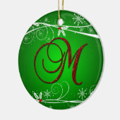 レッドグリーンズホリーイニシャルMクリスマスオーナメント セラミックオーナメント (左)