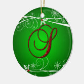 レッドグリーンズホリーイニシャルSクリスマスオーナメント セラミックオーナメント (左)