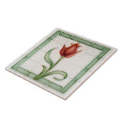 レッドグリーンチューリップウォールデコール新しいアートギボンズ タイル (側面)