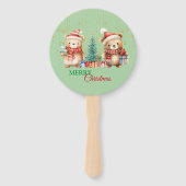 レッドグリーンテディベアサンタメリークリスマスパーティー ハンドファン (裏面)