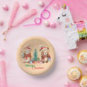 レッドグリーンテディベアサンタメリークリスマスパーティー ペーパーボウル (パーティー)