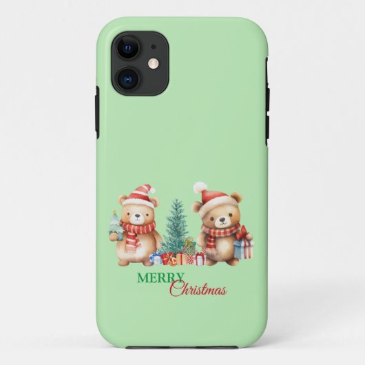 レッドグリーンテディベアサンタメリークリスマスパーティー Case-Mate iPhoneケース (裏面)