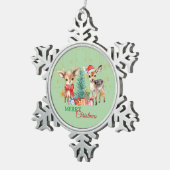 レッドグリーントナディアサンタメリークリスマスパーティー スノーフレークピューターオーナメント (右)