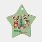 レッドグリーントナディアサンタメリークリスマスパーティー セラミックオーナメント (右)