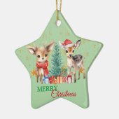レッドグリーントナディアサンタメリークリスマスパーティー セラミックオーナメント (左)