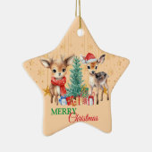 レッドグリーントナディアサンタメリークリスマスパーティー セラミックオーナメント (右)