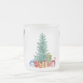 レッドグリーントナディアサンタメリークリスマスパーティー フロストグラスマグカップ (中央)