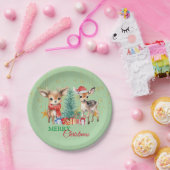 レッドグリーントナディアサンタメリークリスマスパーティー ペーパープレート (パーティー)