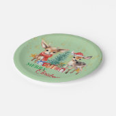 レッドグリーントナディアサンタメリークリスマスパーティー ペーパープレート (アングル)