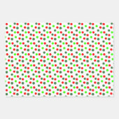 レッドグリーンドットクリスマス ラッピングペーパーシート (正面2)