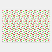 レッドグリーンドットクリスマス ラッピングペーパーシート (正面)