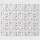 レッドグリーンネイビーグレーとホワイトスターラッピング紙 ラッピングペーパー (フラット)