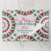 レッドグリーンノルディックフォークモティフスクリスマスランチョンマット ペーパーパッド (折り畳み)