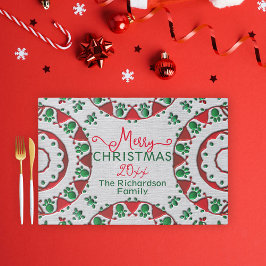レッドグリーンノルディックフォークモティフスクリスマスランチョンマット ペーパーパッド