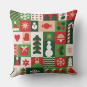 レッドグリーンバウハウスクリスマスフェスティバルホリデイズ クッション (裏面)