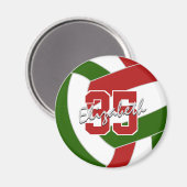 レッドグリーンバレーボールシーズンパーソナライズされた記念 マグネット (正面/裏面)