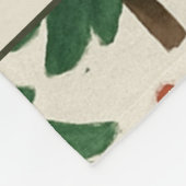 レッドグリーンパインツリーズウォーターカラーホリデー フリースブランケット (角)