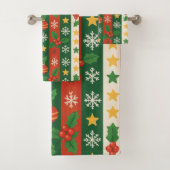 レッドグリーンパイン&ベリーストライプズホリデーボホ バスタオルセット (インサイチュ)