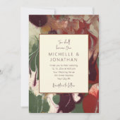 レッドグリーンパープル抽象芸術アートクリスチャン結婚ズ 招待状 (正面)