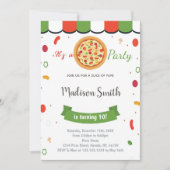 レッドグリーンピザ誕生日招待状 招待状 (正面)