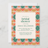 レッドグリーンピンククリスマスボタニカルブライダルシャワー 招待状 (正面)