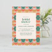 レッドグリーンピンククリスマスボタニカルブライダルシャワー 招待状 (スタンド正面)