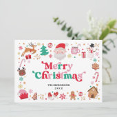 レッドグリーンピンクサンタメリークリスマス冬 シーズンカード (スタンド正面)