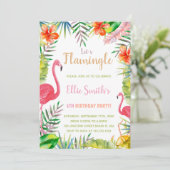 レッドグリーンフラミンゴ誕生日招待状 招待状 (スタンド正面)