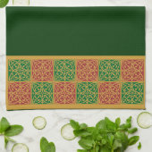 レッドグリーンフルーアデリスホリデーパターンタオル キッチンタオル (折り畳み)