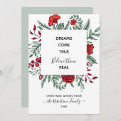 レッドグリーンフローラやる気を起こさせる引用文クリスマスカード (正面/裏面)