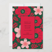 レッドグリーンフローラウォーターカラーボタニカルホリデーカード (正面)