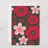 レッドグリーンフローラウォーターカラーボタニカルホリデーカード (裏面)