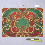 レッドグリーンフローラクリスマスホリデーティッシュペーパー 薄葉紙 (クラフト)