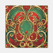 レッドグリーンフローラクリスマスホリデーマグネット マグネット (正面)