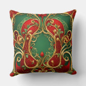 レッドグリーンフローラクリスマス装飾用クッション クッション (裏面)