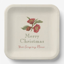 レッドグリーンフローラホリデーカスタマイズ ペーパープレート